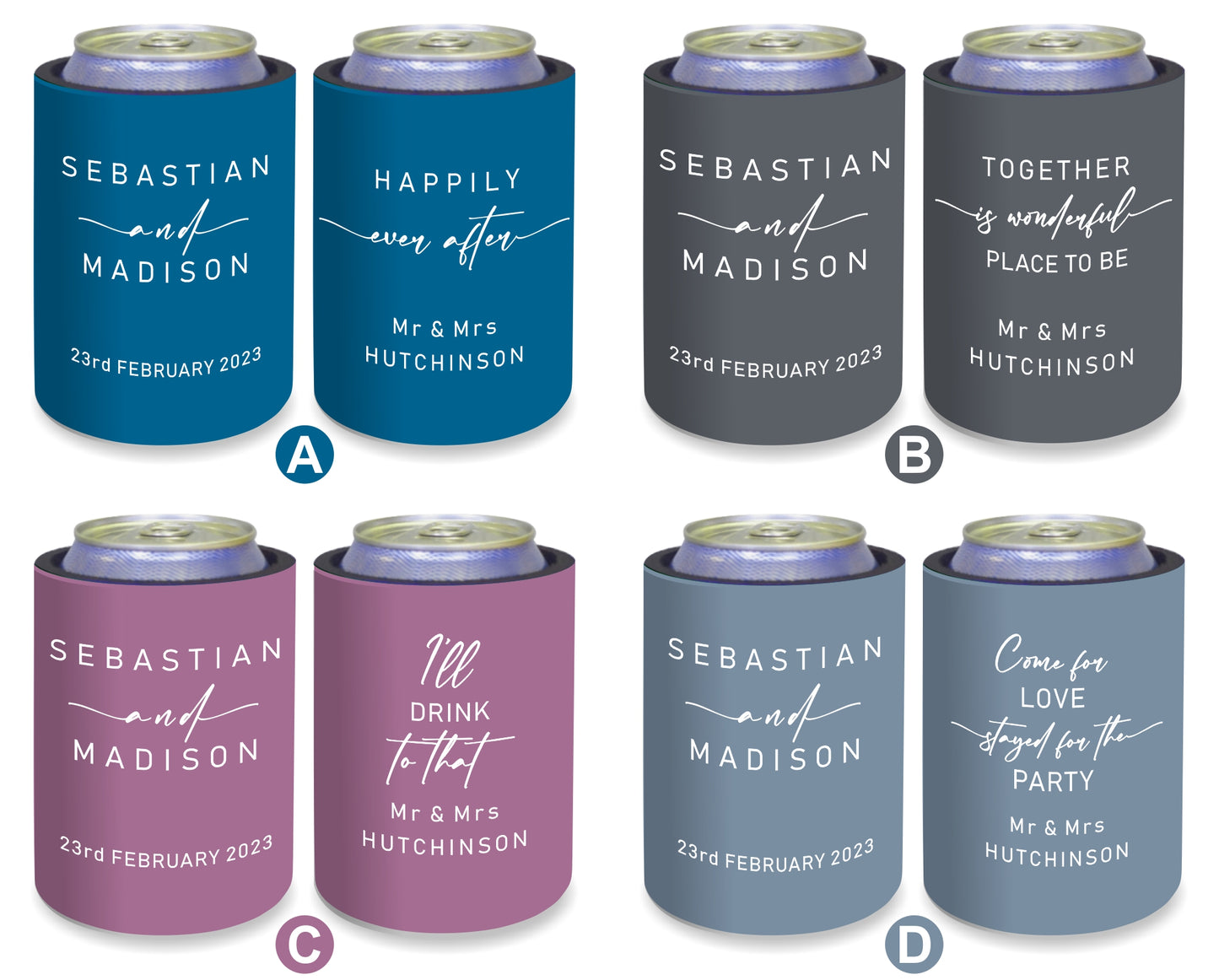 Wedding Gift Stubby Holder. Cheers - Quantity 20 - #235A - FREE EXPRESS SHIPPING.