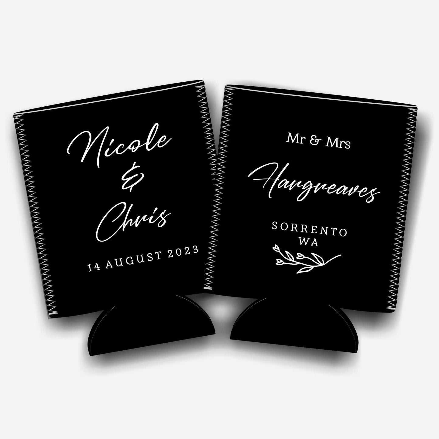 Colapsible flat-pack stubby holders wedding