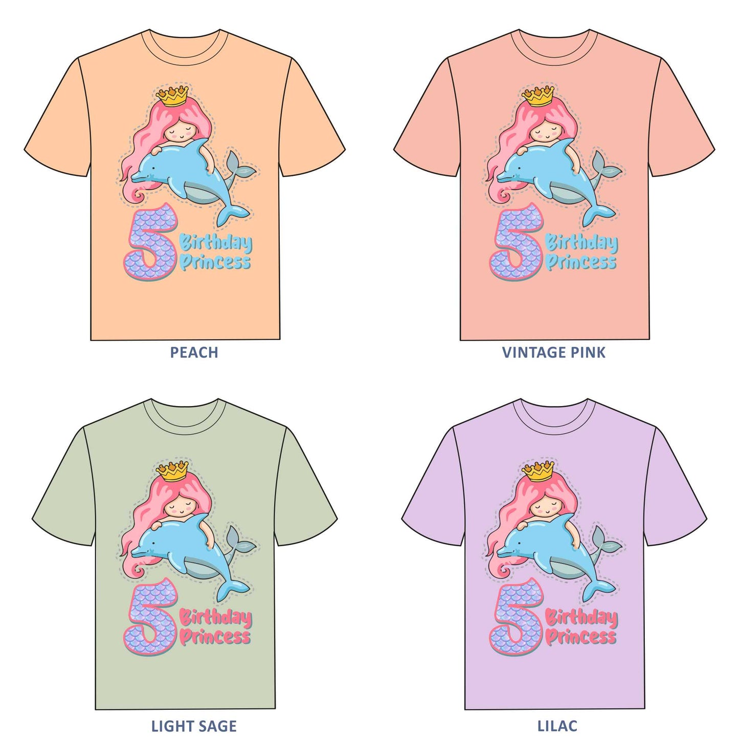Mermaid Birthday Princess T-shirt for Girls - #383