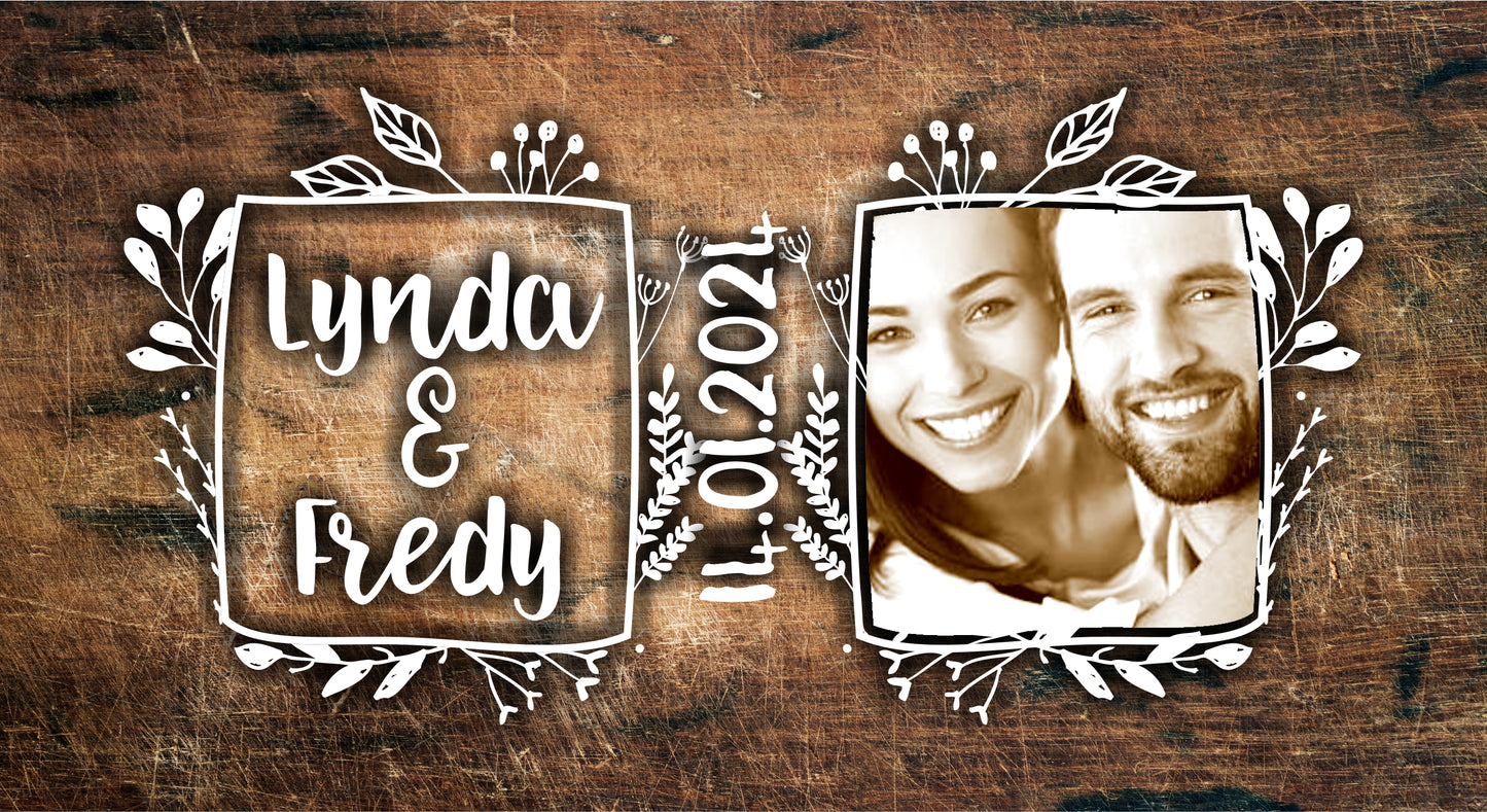 Full Colour Rustic Wedding Stubby Holder / Can Cooler