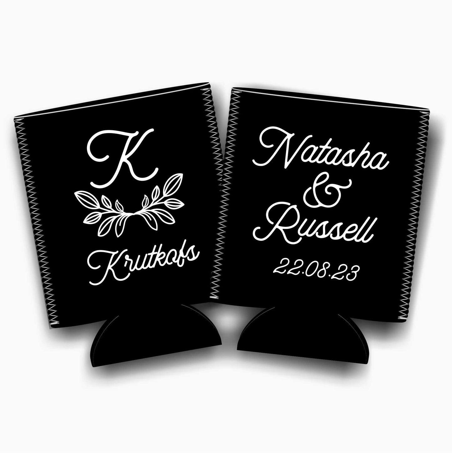Personalized Flat-Pack Collapsible Wedding Stubby Holders / Can Cooler. Wedding Favors. - Quantity of 20 - Design #49 - FREE SHIPPING