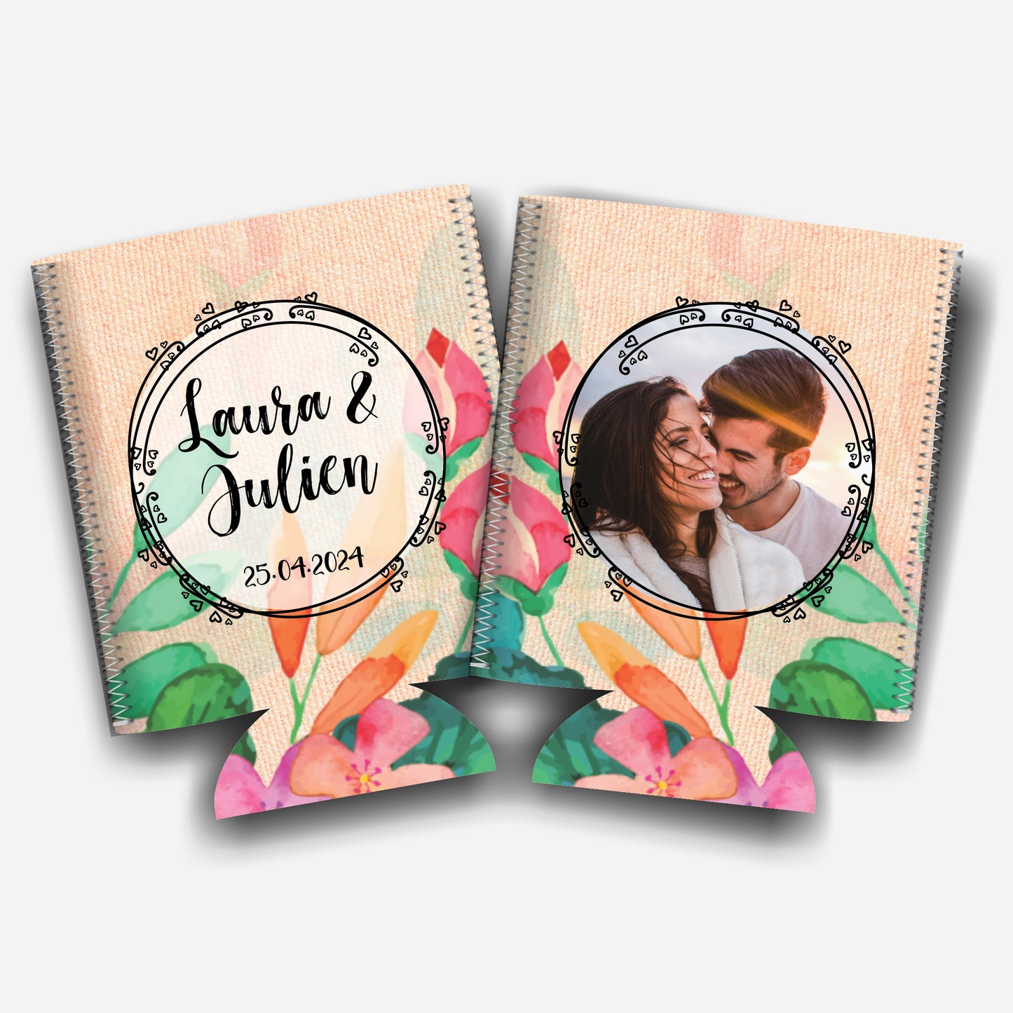 Colapsible flat-pack stubby holders wedding