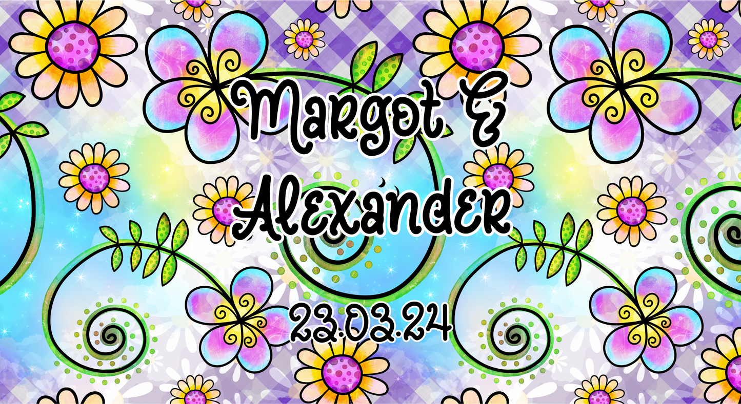Full Colour Floral Wedding Stubby Holder / Can Cooler -