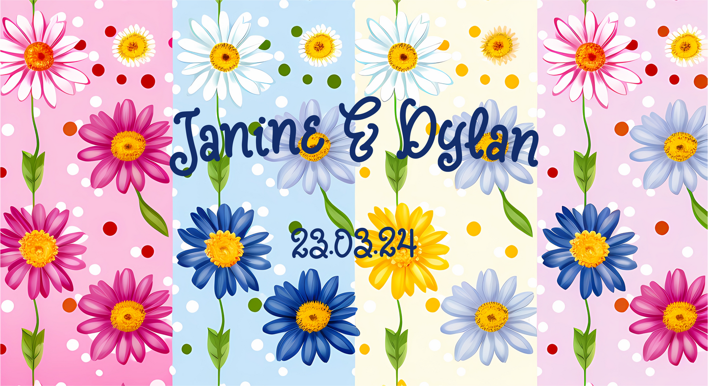 Full Colour Floral Wedding Stubby Holder / Can Cooler -