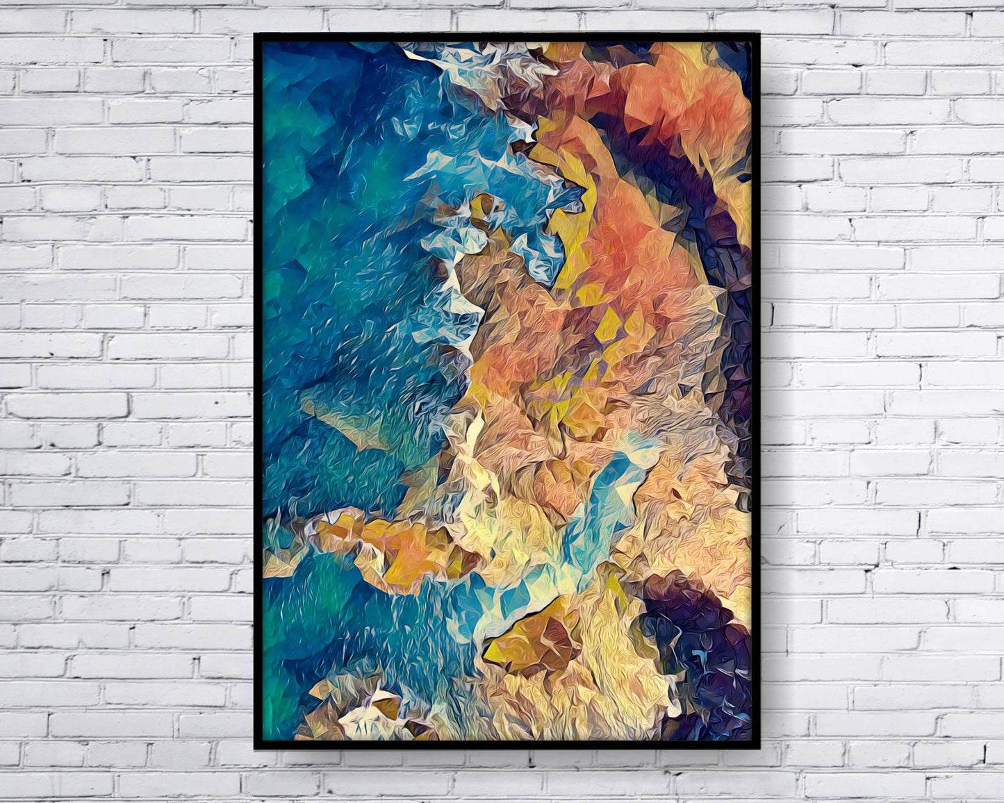 Beach Ocean Wall Art. Beach Prints. Artistic Rocky shore. Ocean Prints. Size A4. #0049