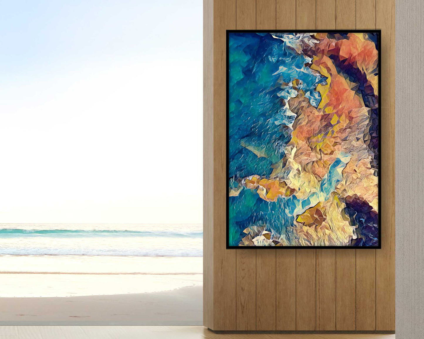 Beach Ocean Wall Art. Beach Prints. Artistic Rocky shore. Ocean Prints. Size A4. #0049