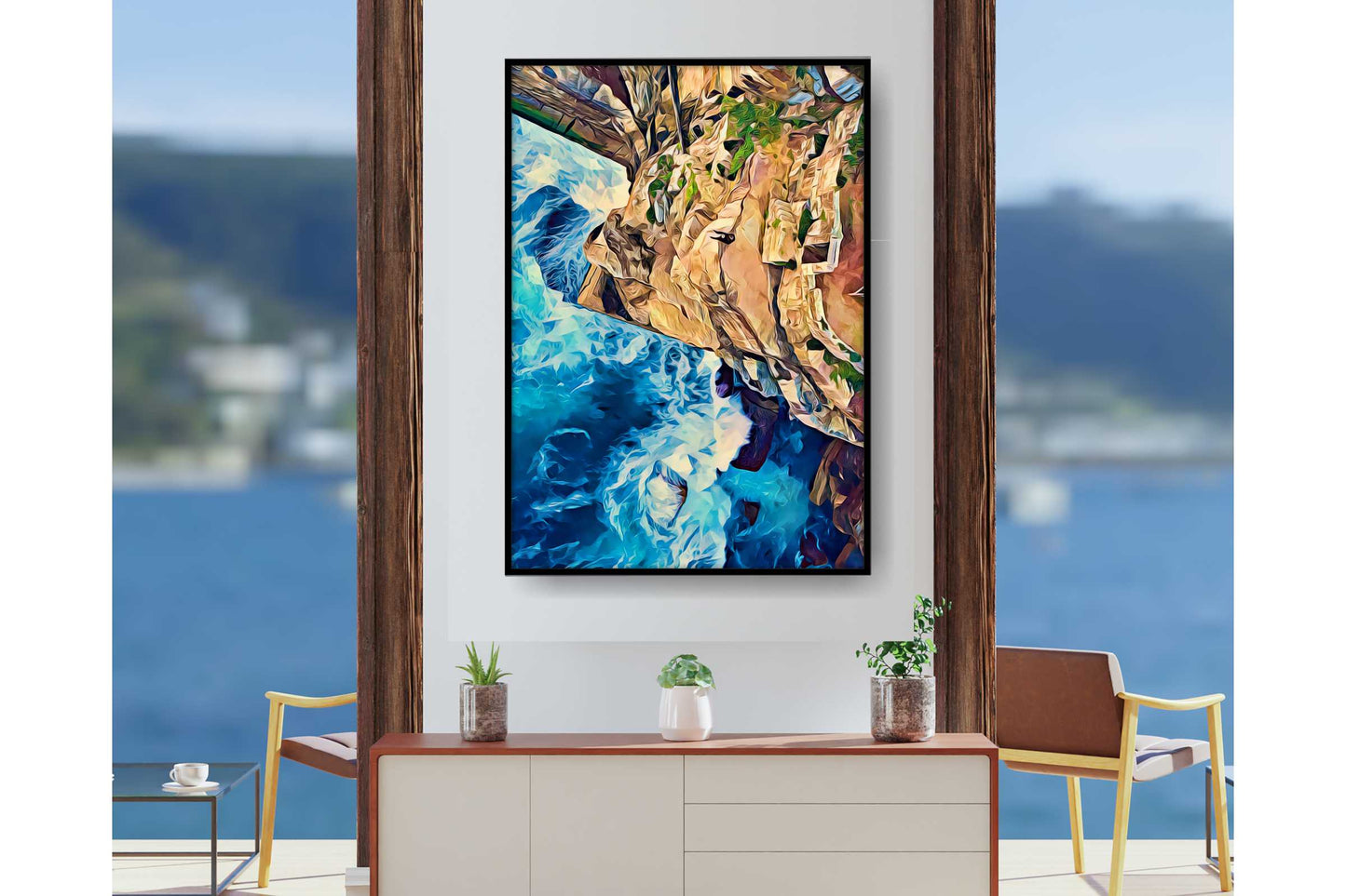 Beach Ocean Wall Art. Beach Prints. Artistic Rocky shore. Ocean Prints. Size A4. #0052