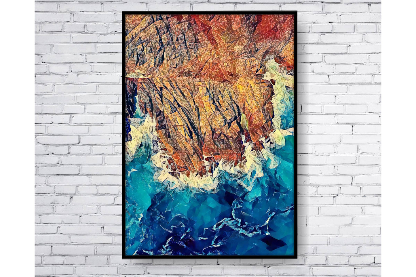 Beach Ocean Wall Art. Beach Prints. Artistic Rocky shore. Ocean Prints. Size A4. #0053