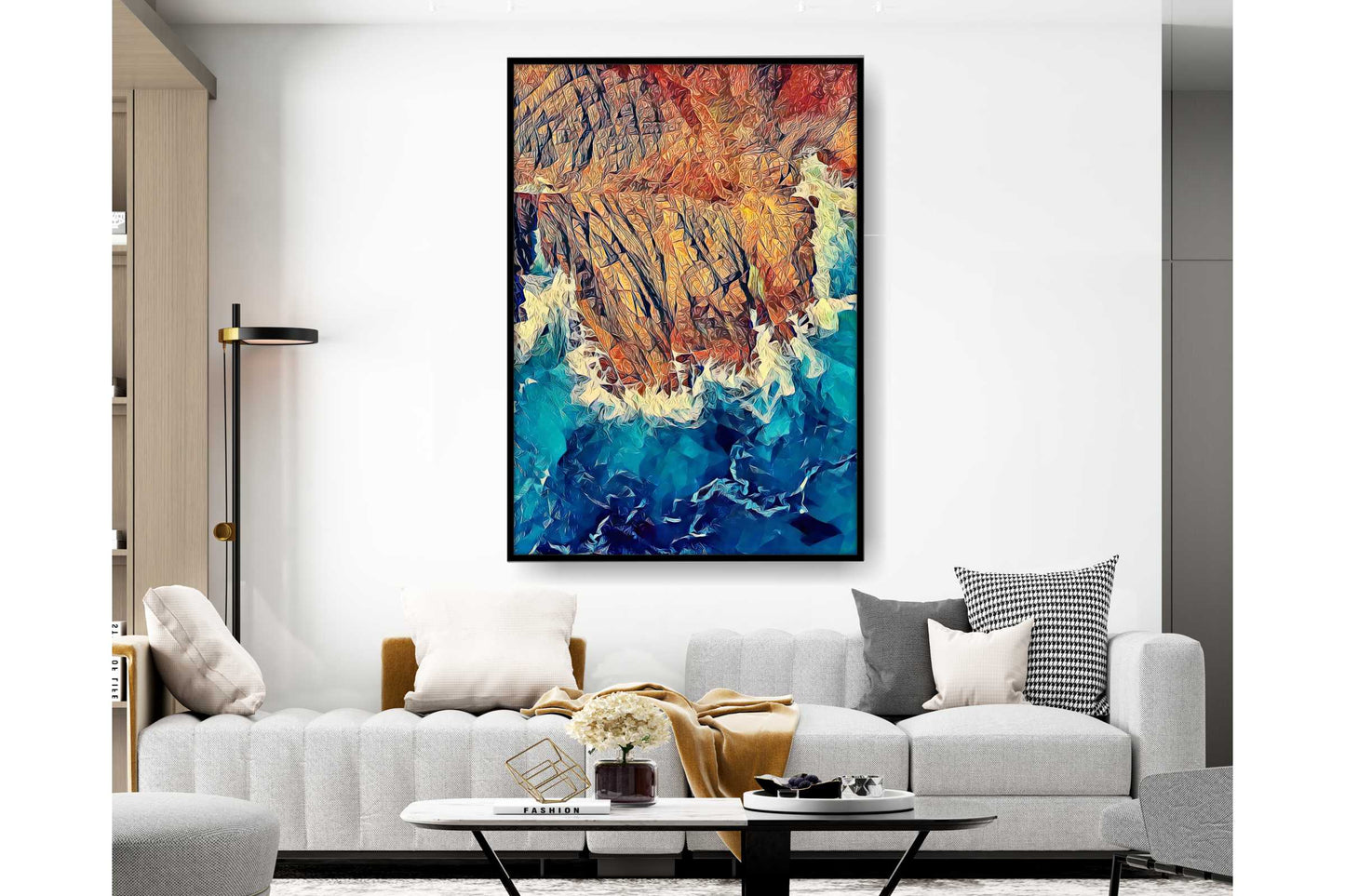 Beach Ocean Wall Art. Beach Prints. Artistic Rocky shore. Ocean Prints. Size A4. #0053