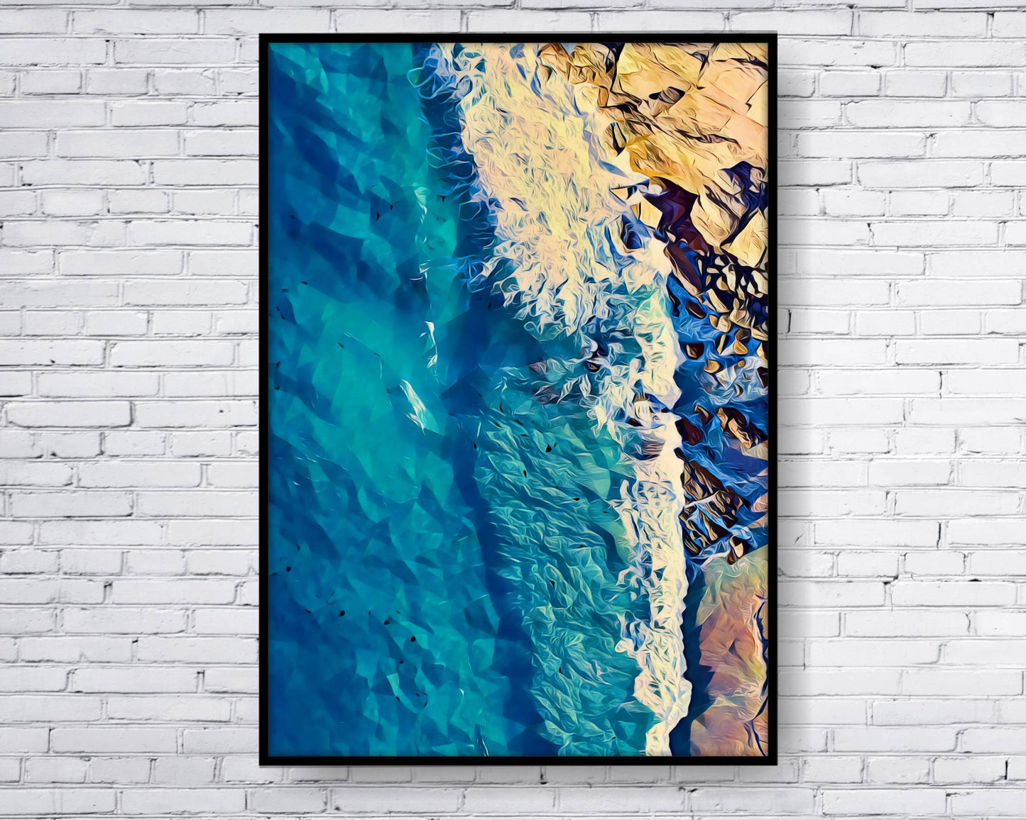 Beach Ocean Wall Art. Beach Prints. Artistic Rocky shore. Ocean Prints. Size A4. #0055
