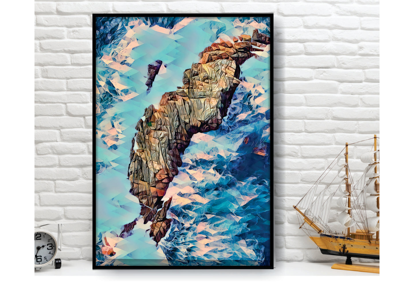 Beach Ocean Wall Art. Beach Prints. Artistic Rocky shore. Ocean Prints. Size A4. #0057