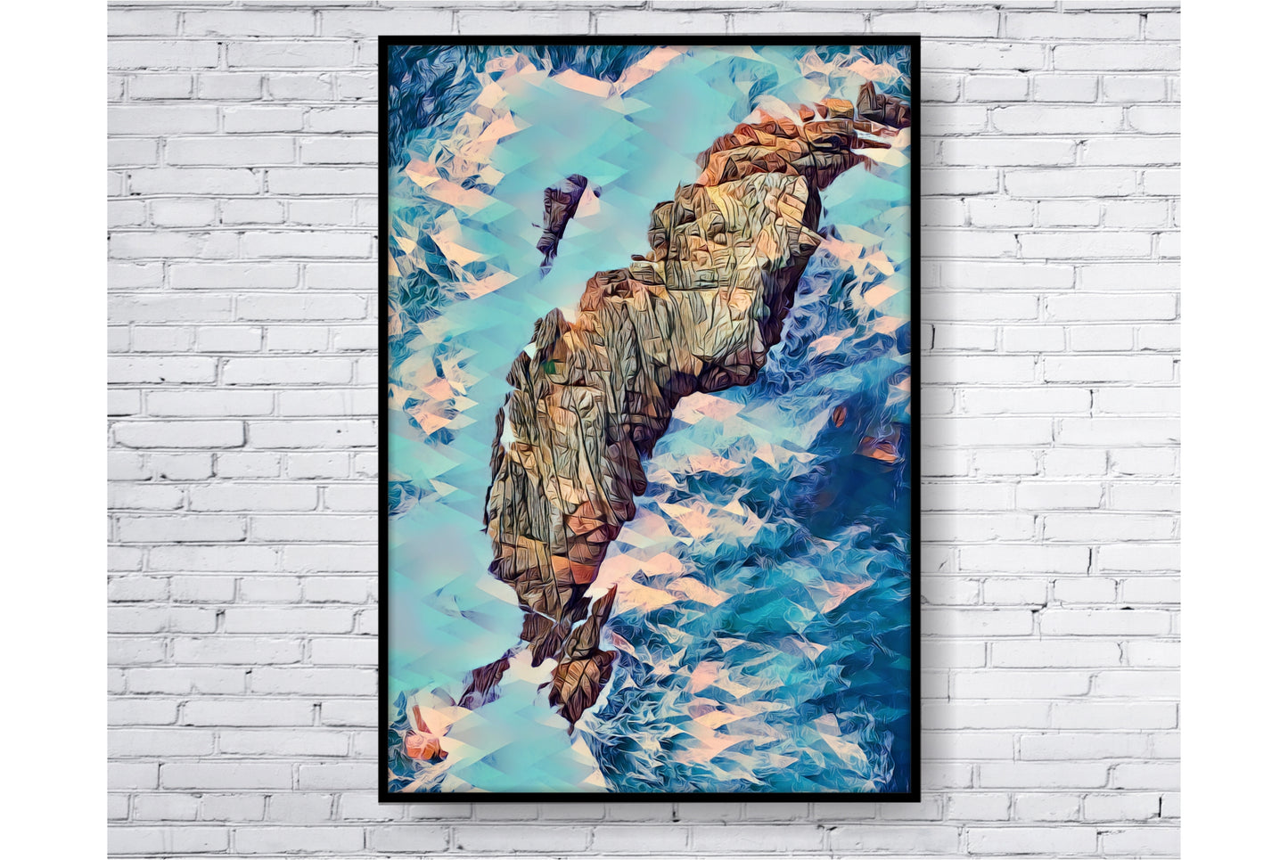 Beach Ocean Wall Art. Beach Prints. Artistic Rocky shore. Ocean Prints. Size A4. #0057