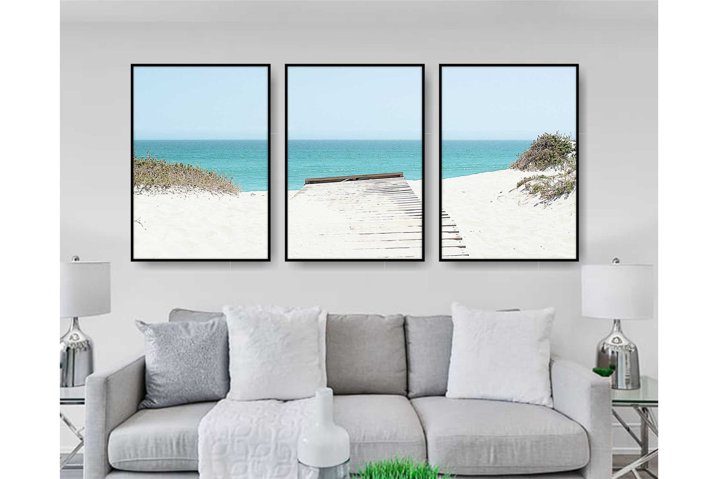 Set of 3 prints. Beach Ocean Wall Art. Watercolor Beach Prints. Ocean Prints. Size A4. #0091