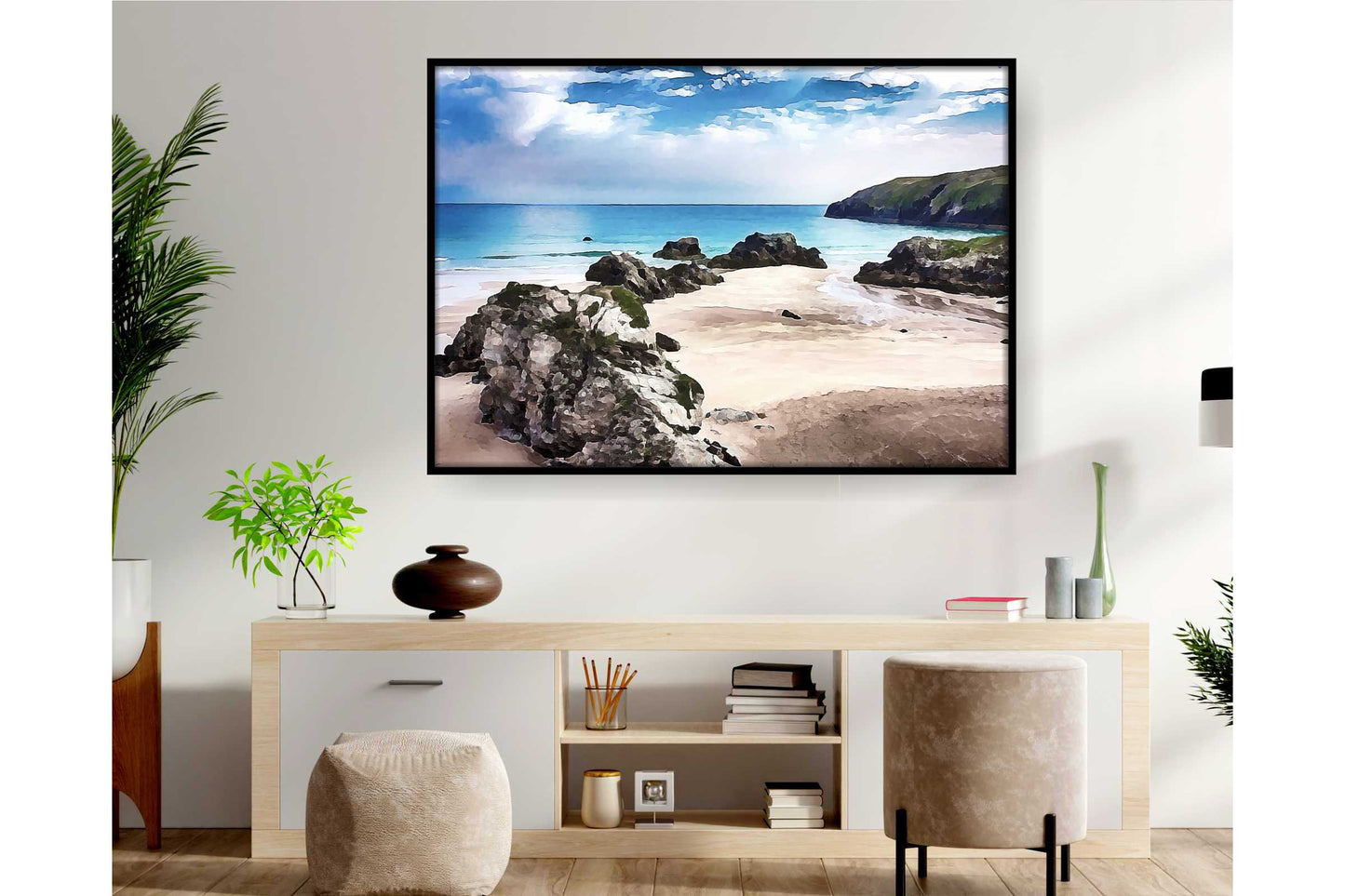 Beach Ocean Wall Art. Beach Prints. Artistic Watercolour beach print. Ocean Prints. Size A4. #0146