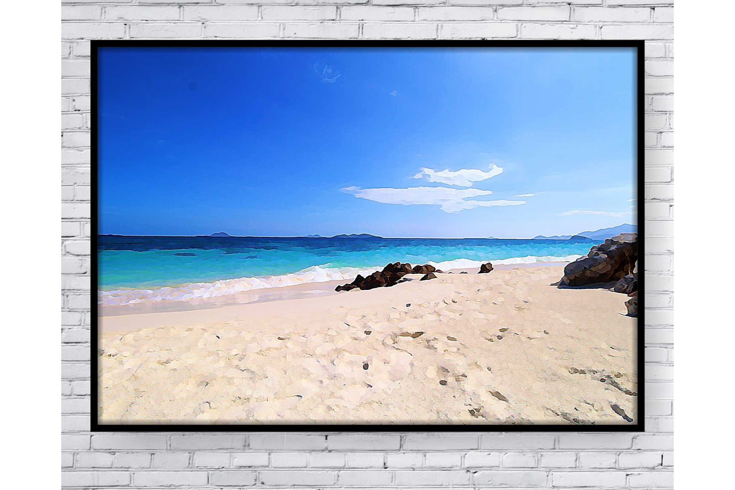 Beach Ocean Wall Art. Beach Prints. Artistic Watercolour beach print. Serene sunset beach scene. Size A4. #0187
