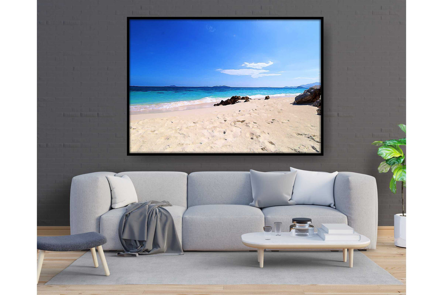 Beach Ocean Wall Art. Beach Prints. Artistic Watercolour beach print. Serene sunset beach scene. Size A4. #0187