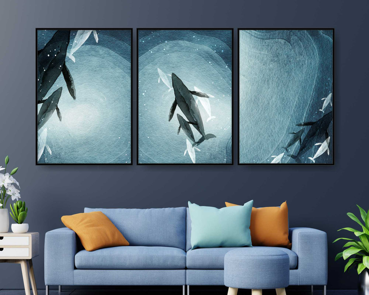 Set of 3 prints. Beach Ocean Wall Art. Watercolour under the sea. Size A4. #0256