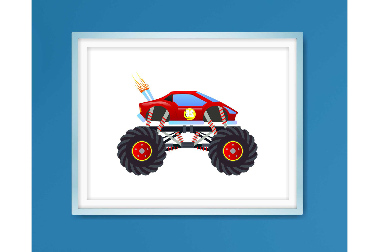 Wall Art Print for Boys Room Monster Trucks