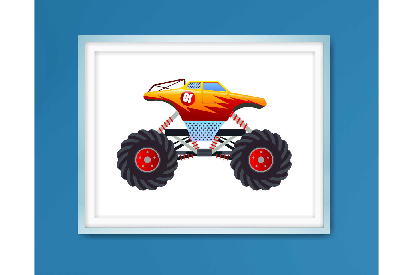 Wall Art Print for Boys Room Monster Trucks