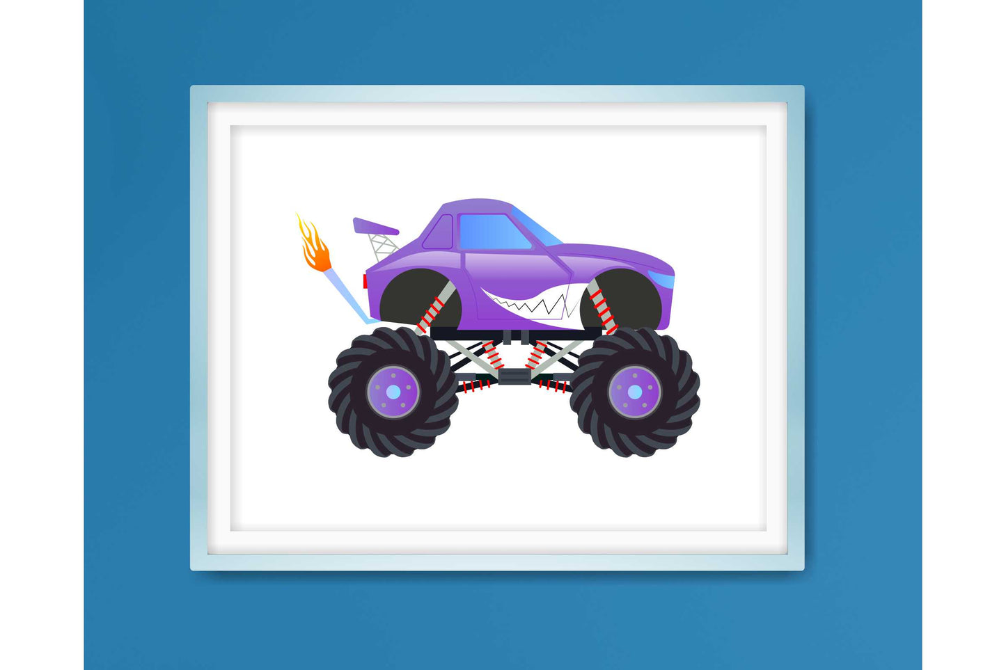 Wall Art Print for Boys Room Monster Trucks