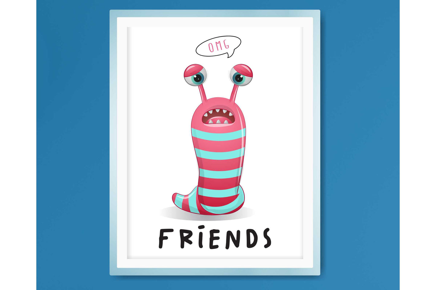 Wall Art Print for Boys Room. Little Monster Friends.