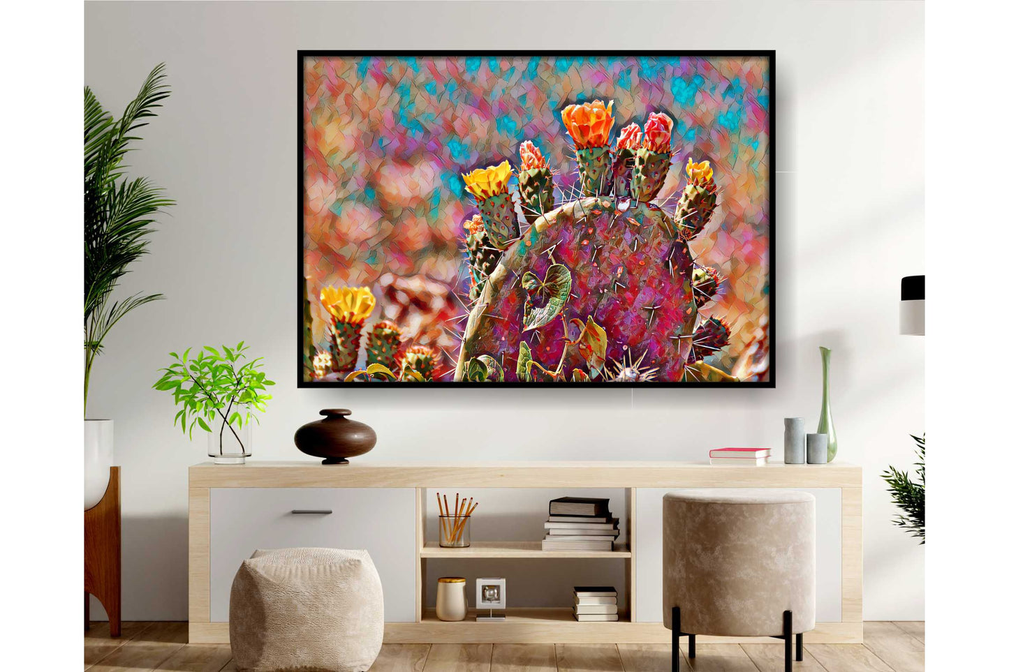 Floral and tropical floral wall art prints. Cactus.