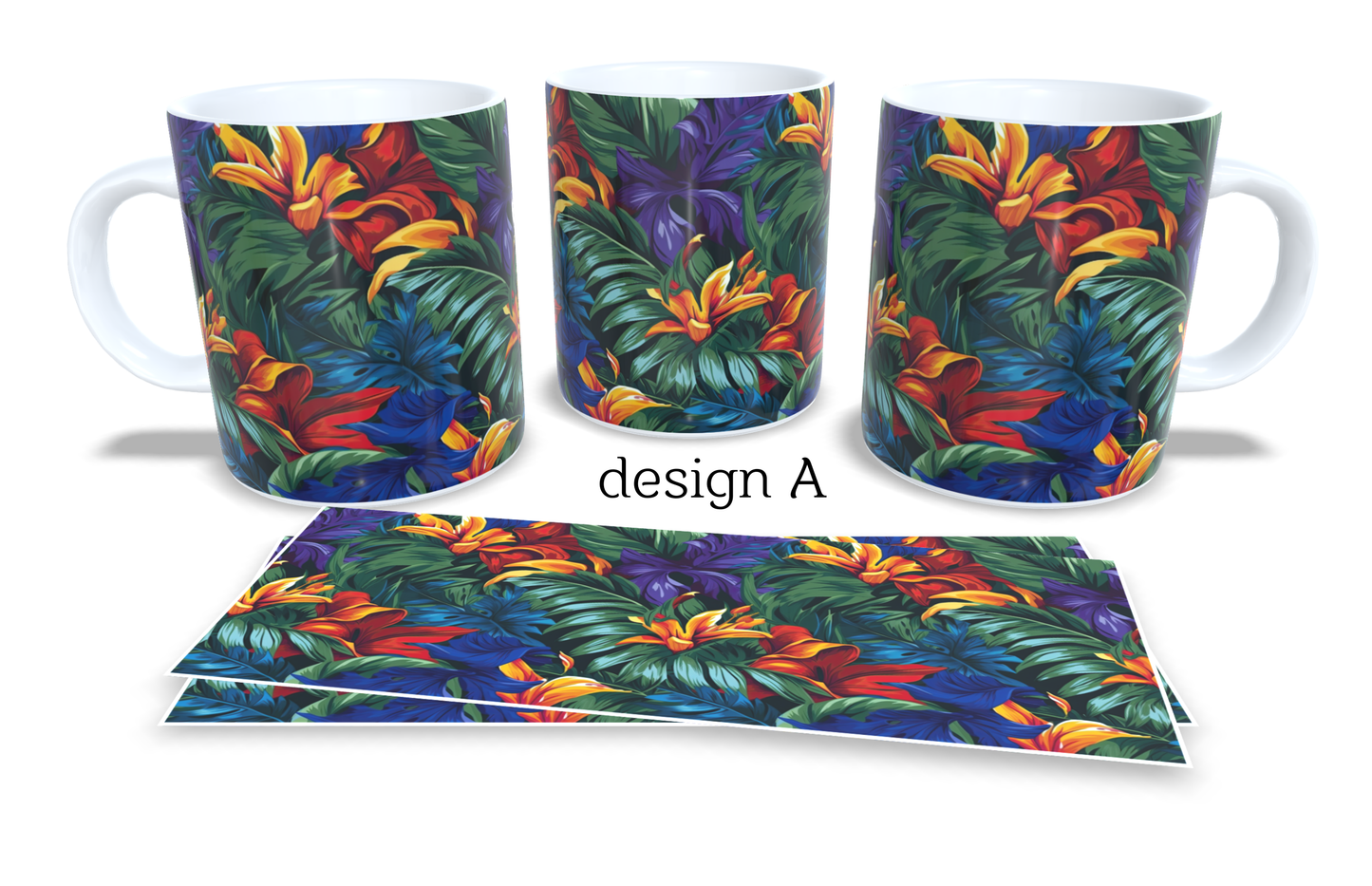Colourfull Coffee and Tea Mug. Coffee Cup. Tea Mug. Tropical leavs. Full colour sublimated #265