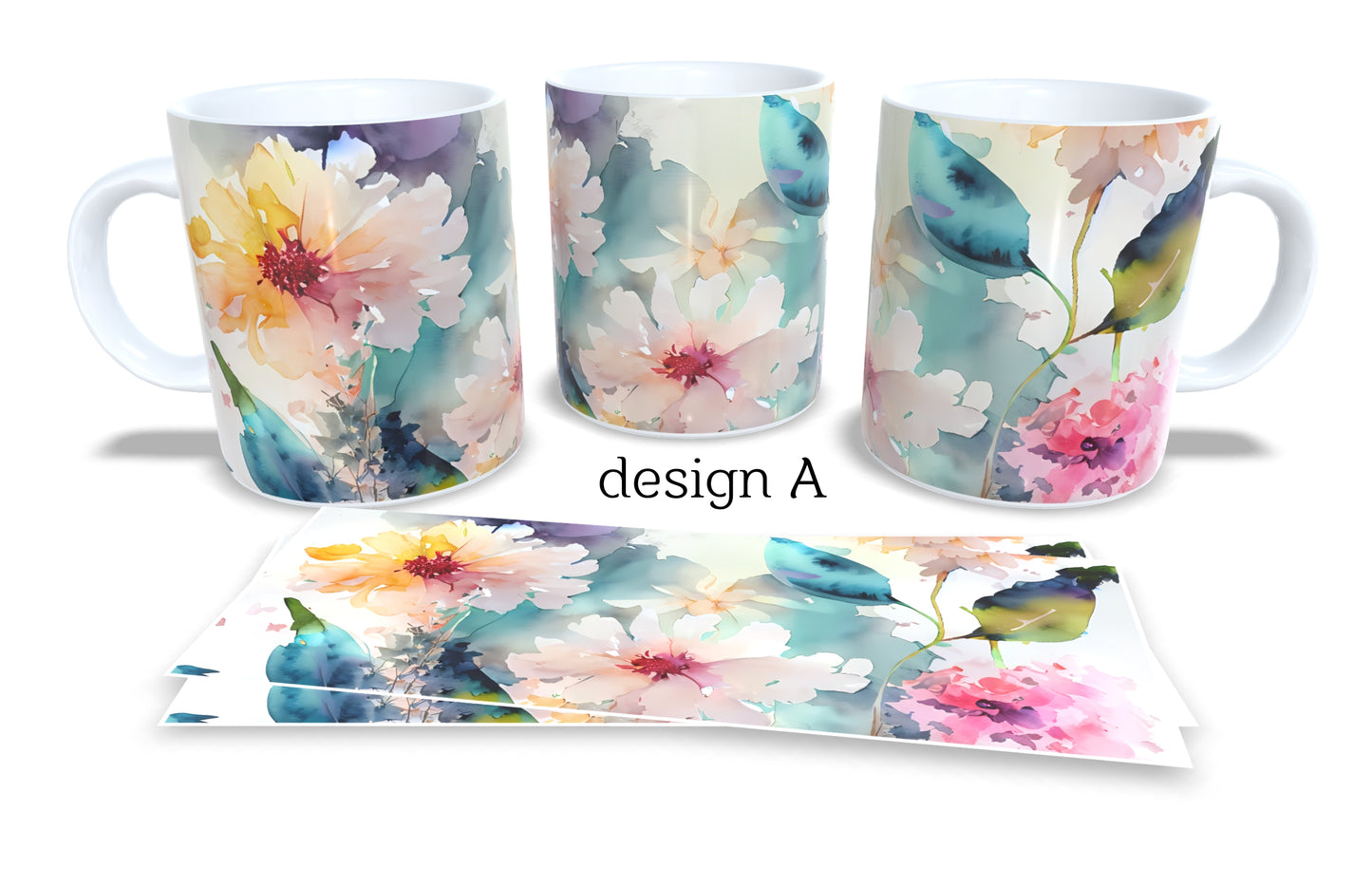Colourfull Coffee and Tea Mug. Coffee Cup. Tea Mug. Watercolour floral. Full colour sublimated #287