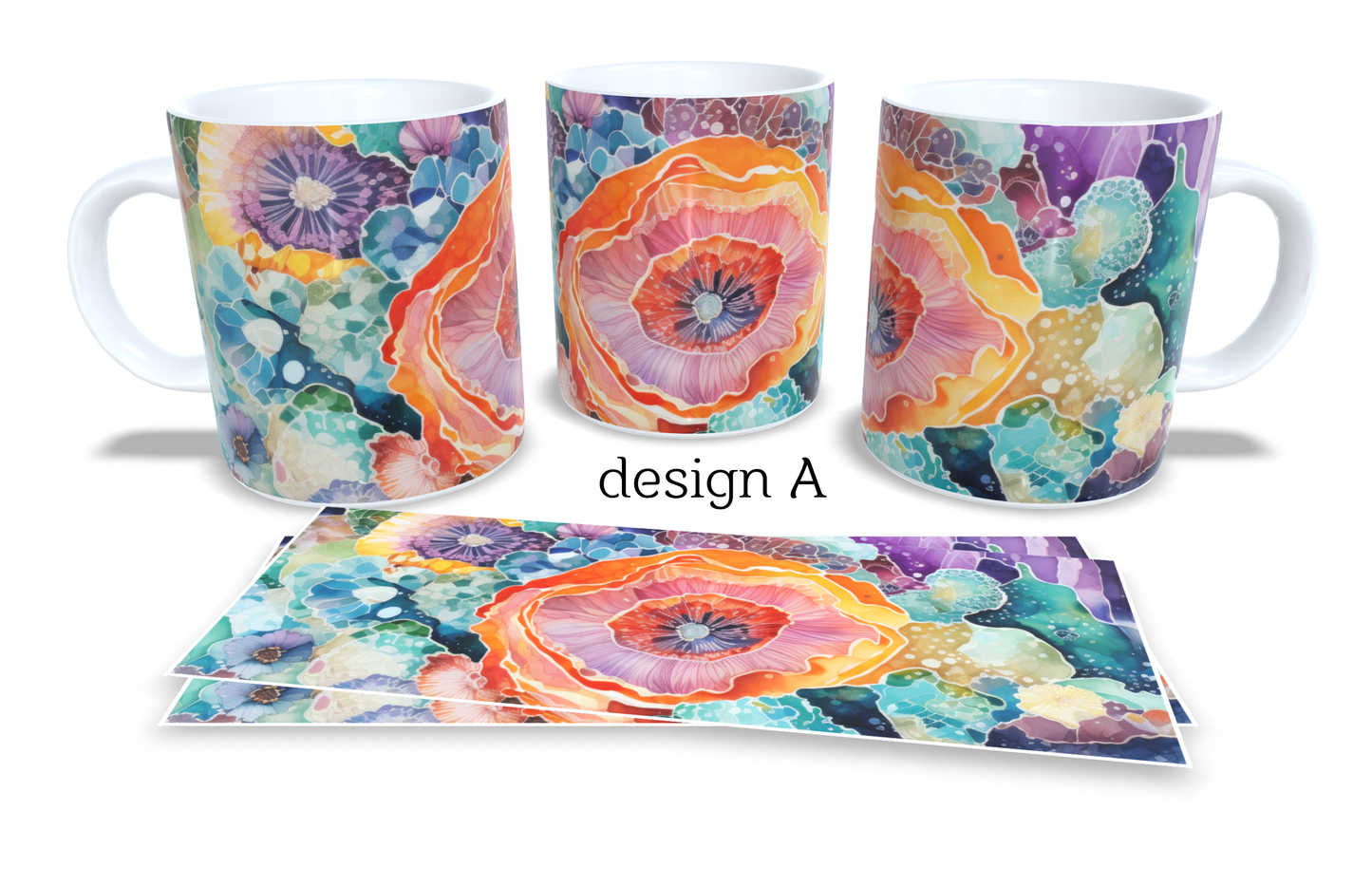 Colourfull Coffee and Tea Mug. Coffee Cup. Tea Mug. Abstract floral design. Full colour sublimated #391