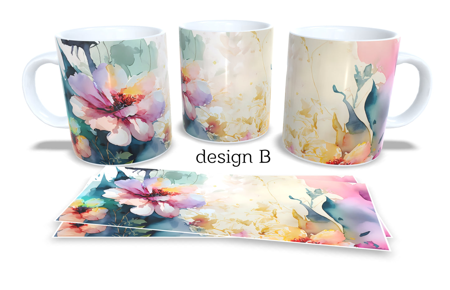 Colourfull Coffee and Tea Mug. Coffee Cup. Tea Mug. Watercolour floral. Full colour sublimated #287