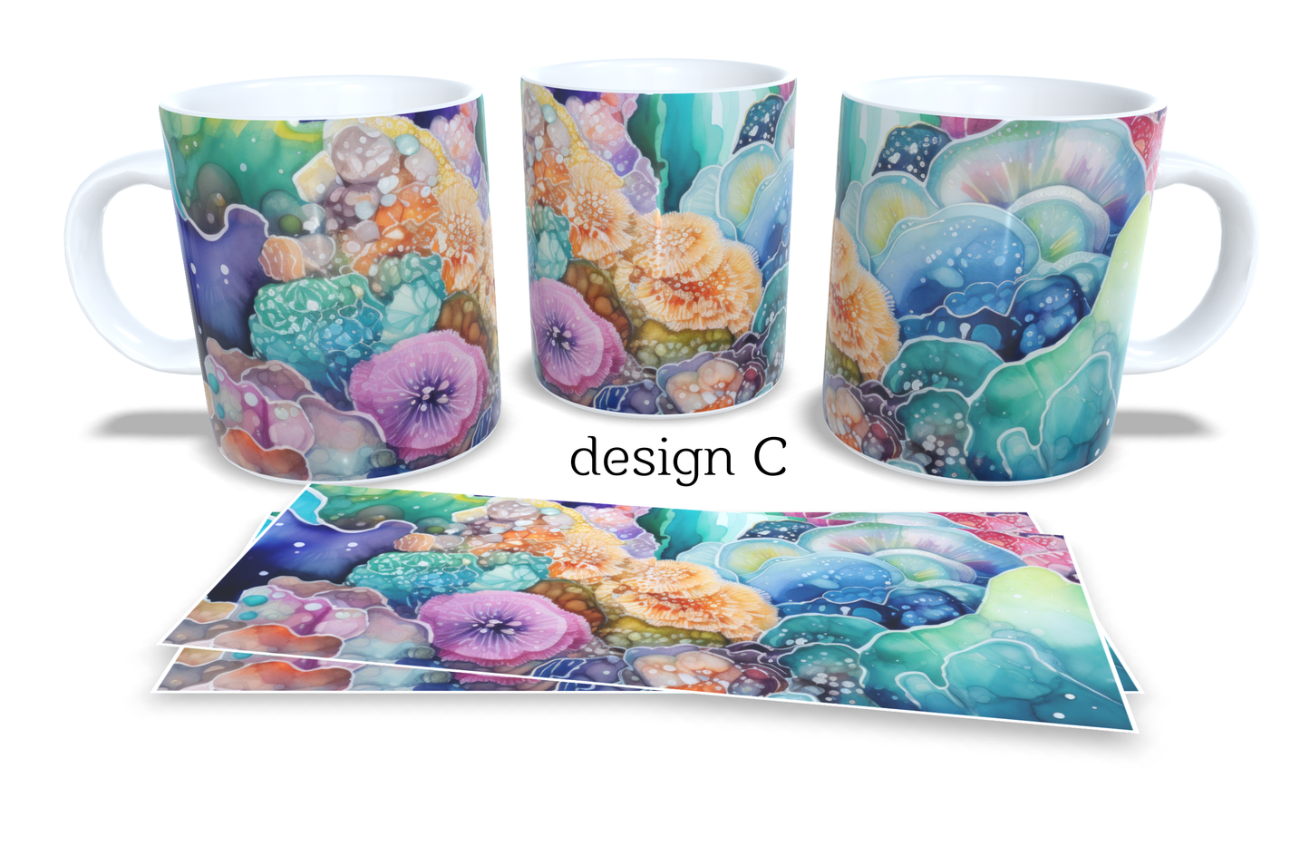 Colourfull Coffee and Tea Mug. Coffee Cup. Tea Mug. Abstract floral design. Full colour sublimated #391