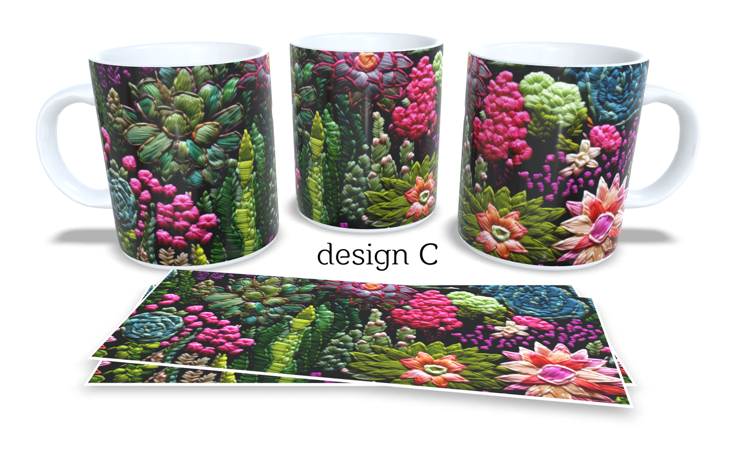 Colourfull Coffee and Tea Mug. Coffee Cup. Tea Mug. Colourfull hand drawing florar design. Full colour sublimated #260