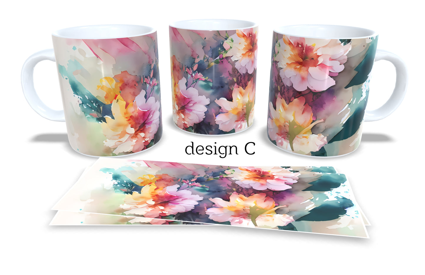 Colourfull Coffee and Tea Mug. Coffee Cup. Tea Mug. Watercolour floral. Full colour sublimated #287