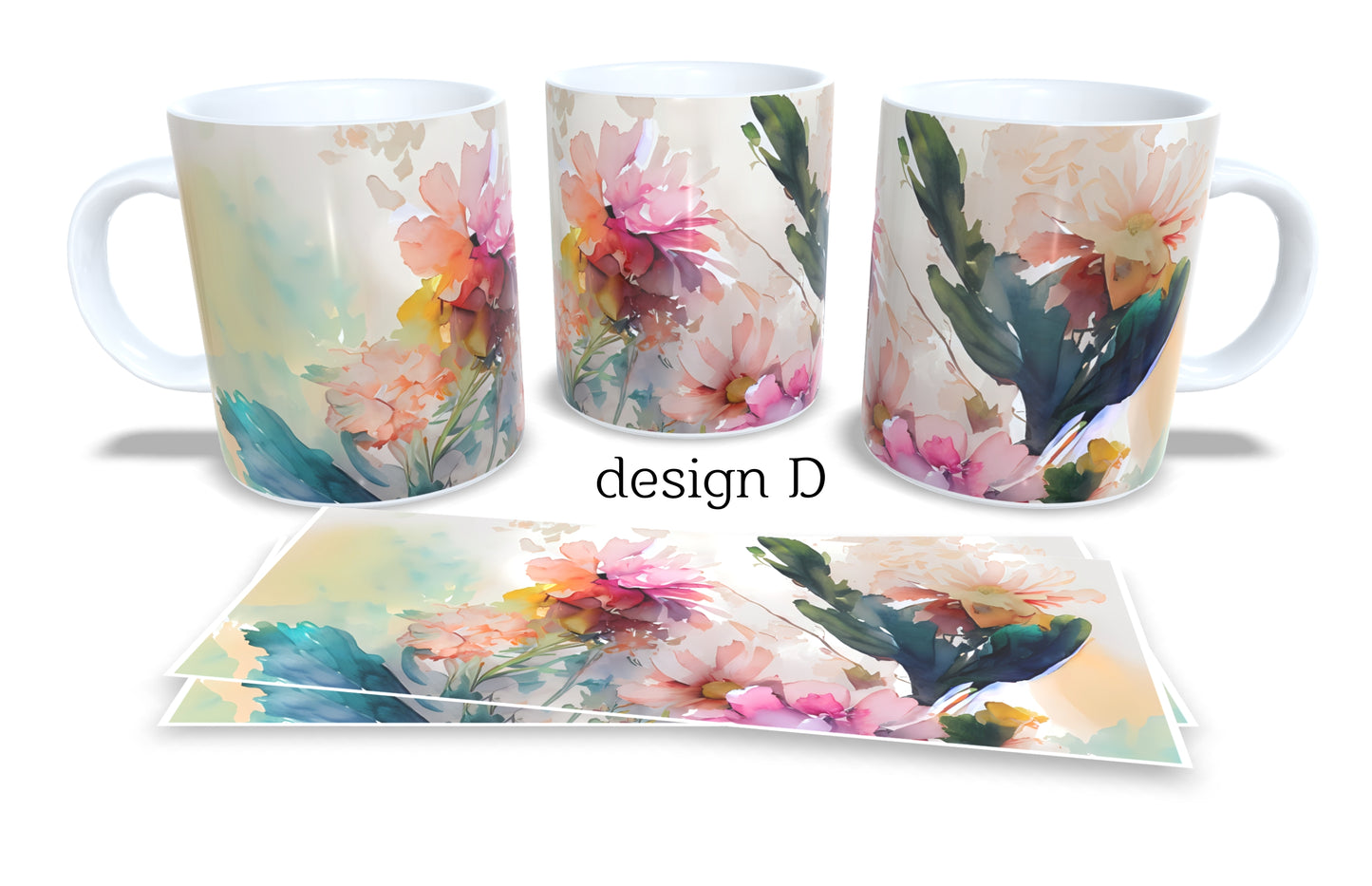 Colourfull Coffee and Tea Mug. Coffee Cup. Tea Mug. Watercolour floral. Full colour sublimated #287