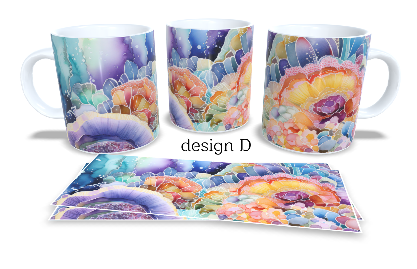 Colourfull Coffee and Tea Mug. Coffee Cup. Tea Mug. Abstract floral design. Full colour sublimated #391