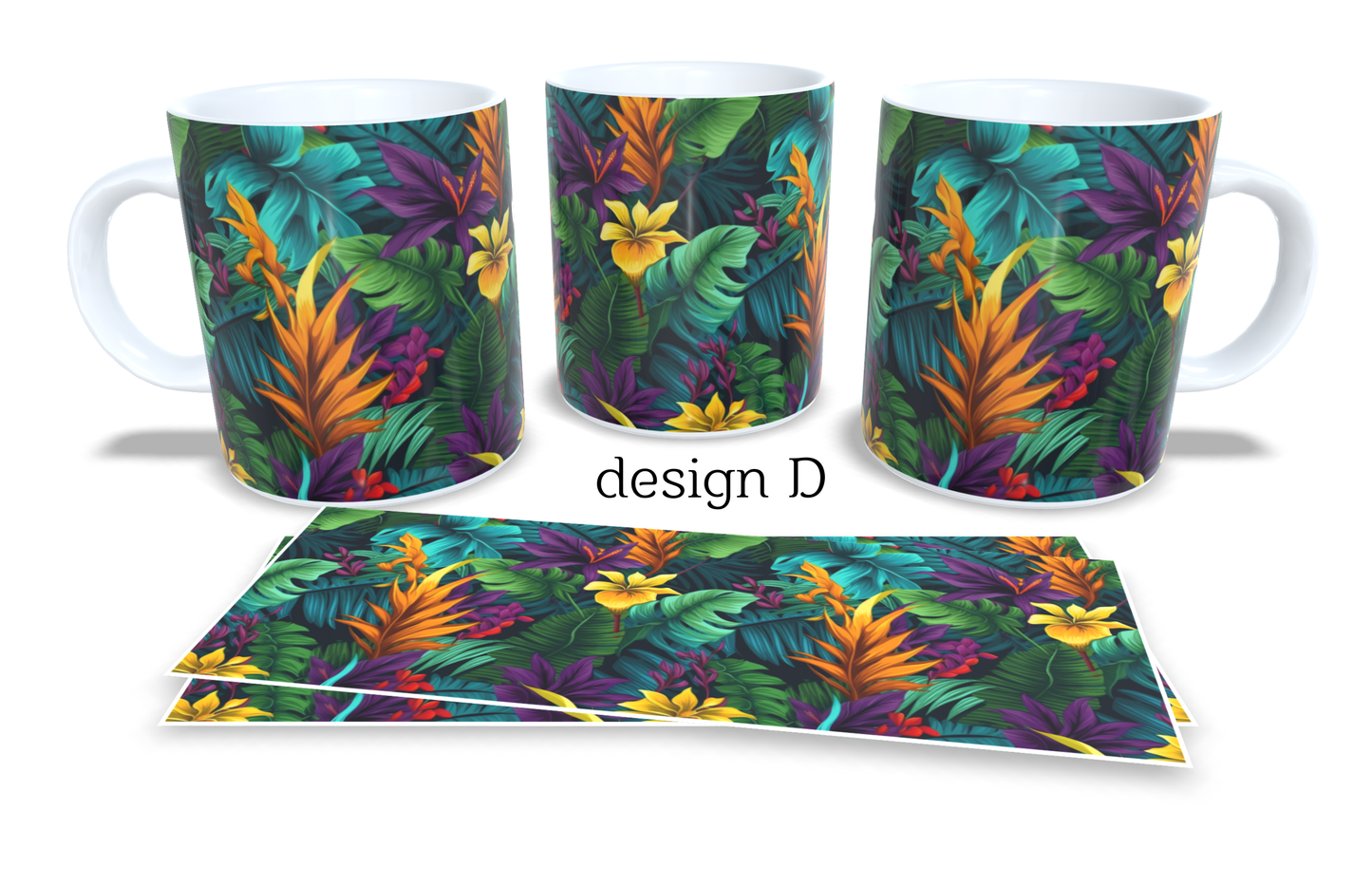 Colourfull Coffee and Tea Mug. Coffee Cup. Tea Mug. Tropical leavs. Full colour sublimated #265
