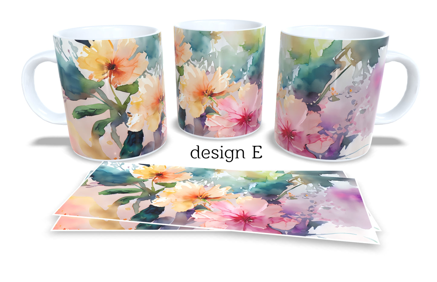 Colourfull Coffee and Tea Mug. Coffee Cup. Tea Mug. Watercolour floral. Full colour sublimated #287