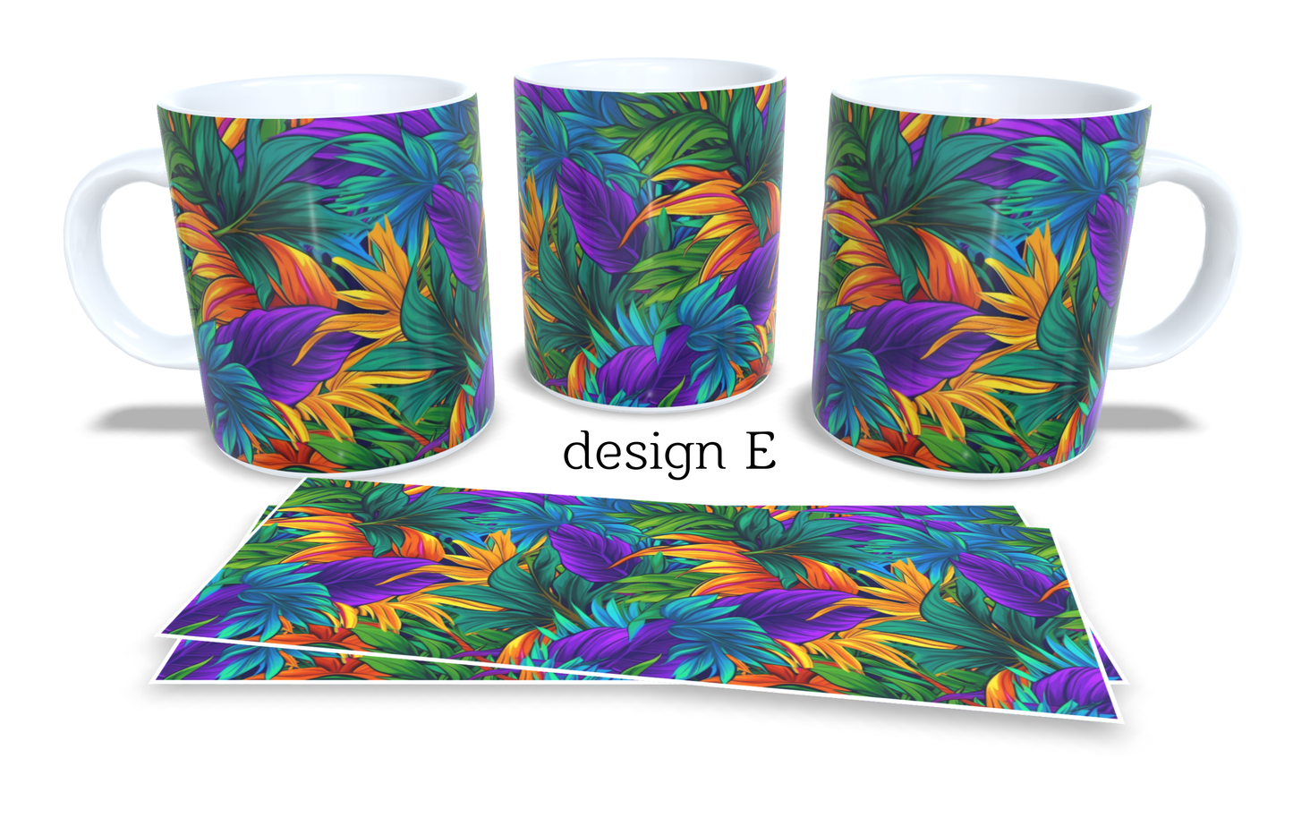 Colourfull Coffee and Tea Mug. Coffee Cup. Tea Mug. Tropical leavs. Full colour sublimated #265