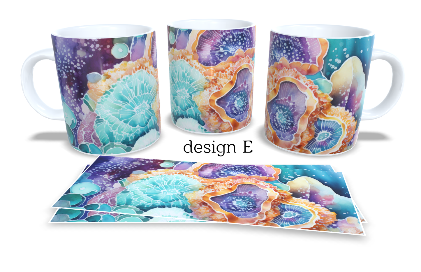 Colourfull Coffee and Tea Mug. Coffee Cup. Tea Mug. Abstract floral design. Full colour sublimated #391
