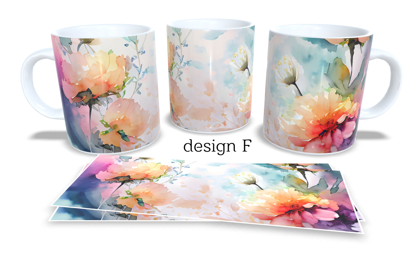 Colourfull Coffee and Tea Mug. Coffee Cup. Tea Mug. Watercolour floral. Full colour sublimated #287