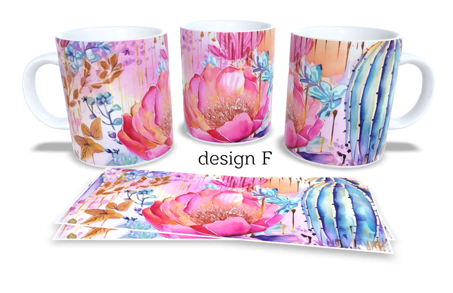 Colourfull Coffee and Tea Mug. Coffee Cup. Tea Mug. Watercolour floral design. Full colour sublimated #253