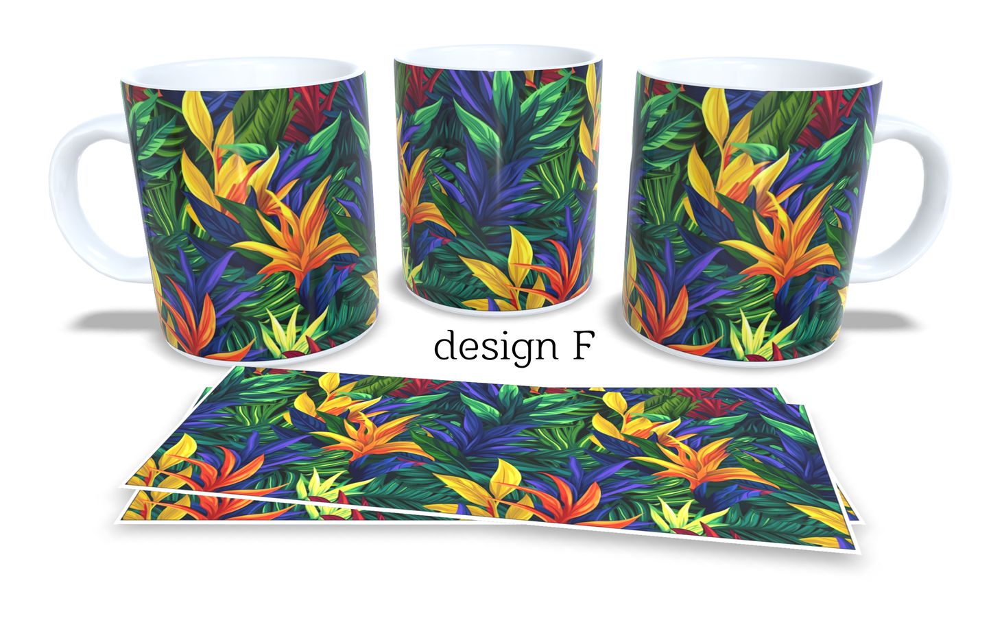 Colourfull Coffee and Tea Mug. Coffee Cup. Tea Mug. Tropical leavs. Full colour sublimated #265