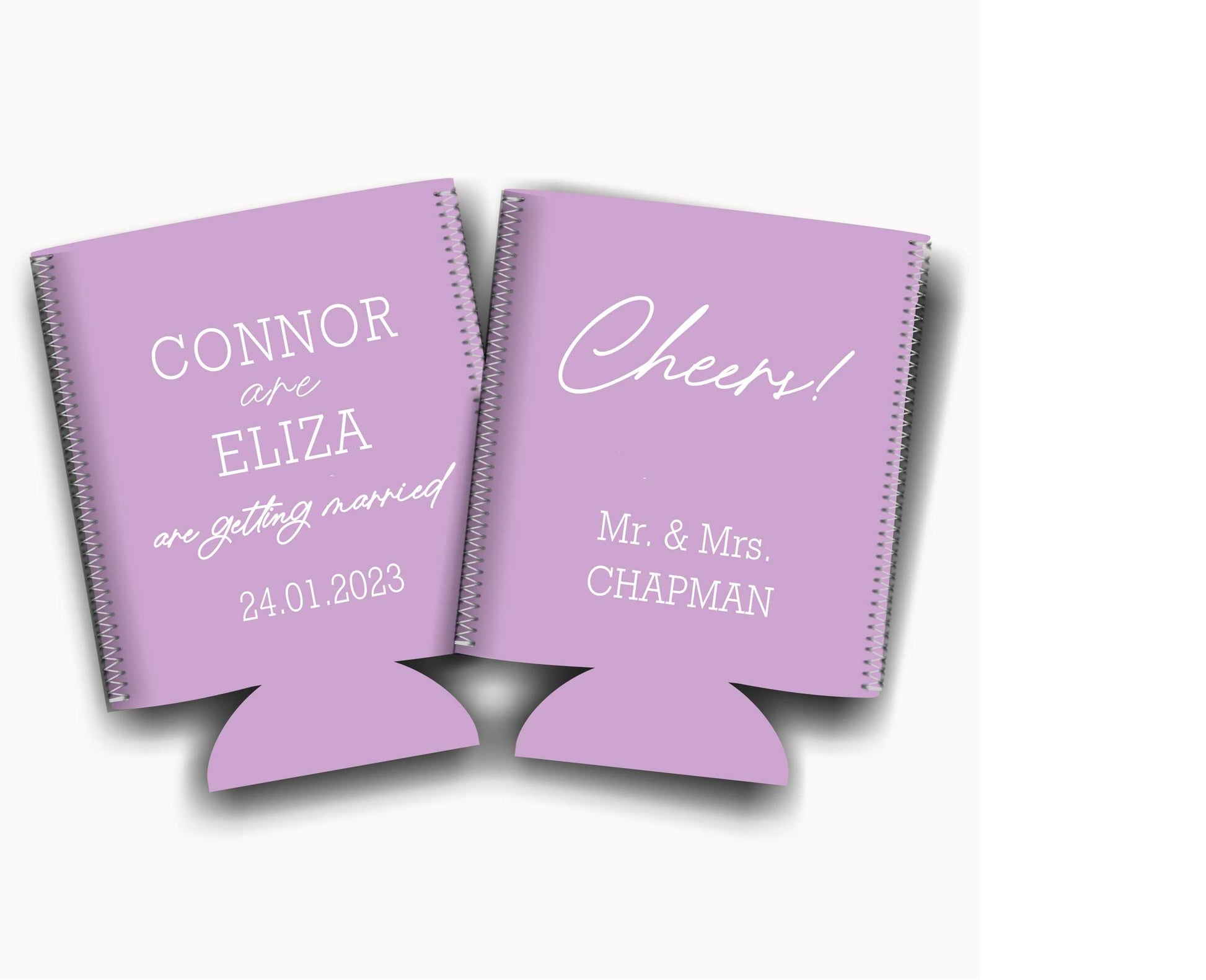 Colapsible flat-pack stubby holders wedding