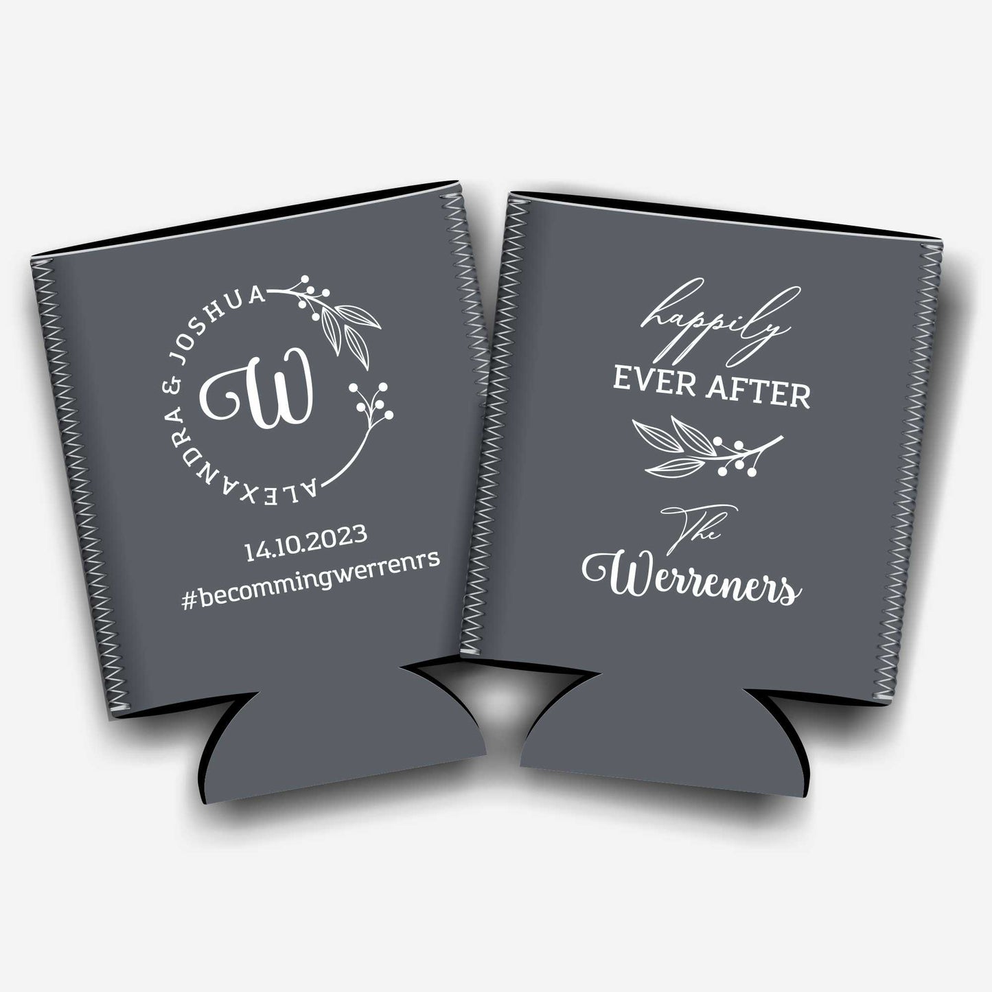 Colapsible flat-pack stubby holders wedding