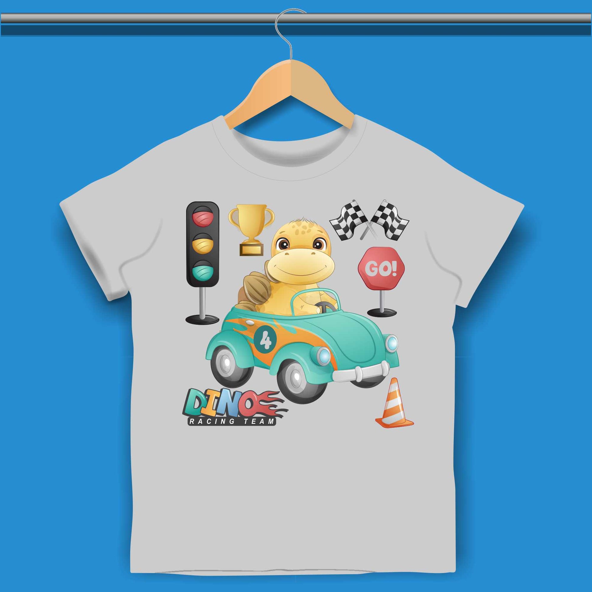 Baby Dino in cartoon car T-shirt for Boys