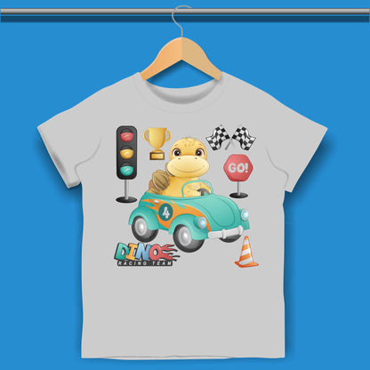 Baby Dino in cartoon car T-shirt for Boys
