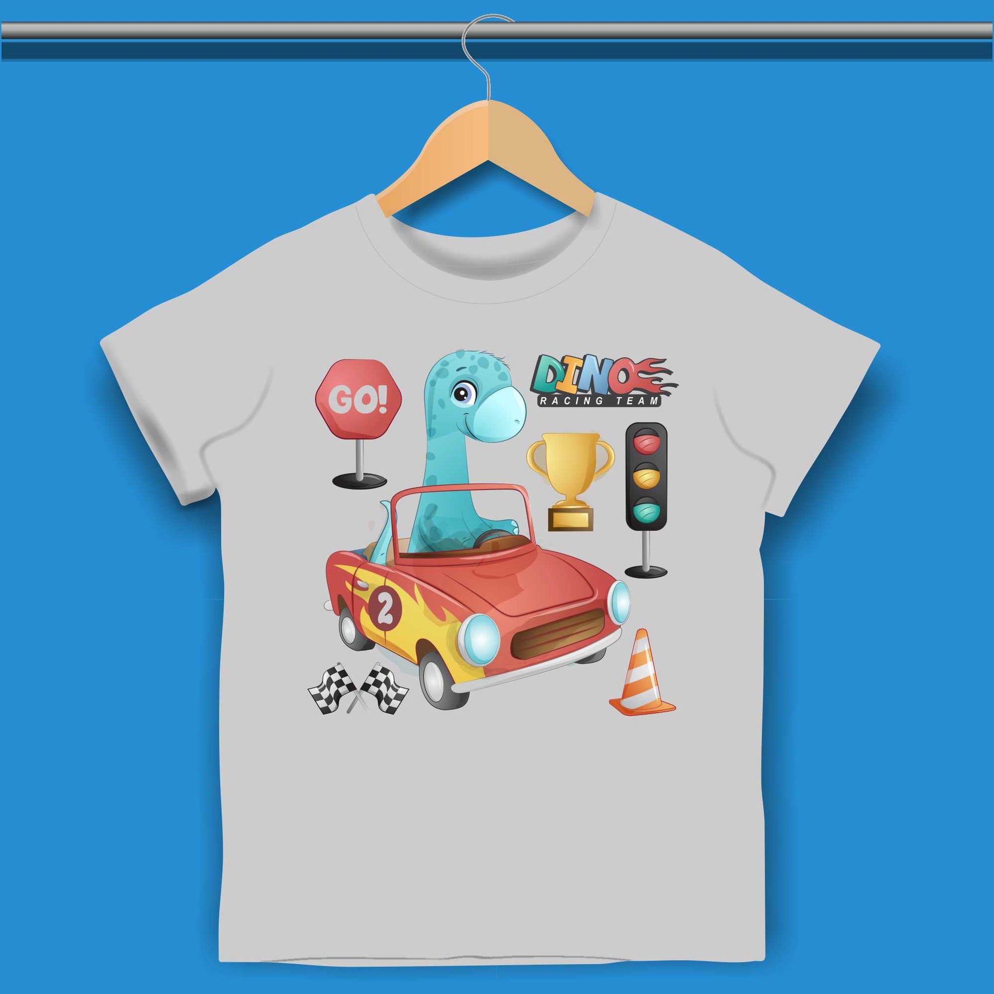 Baby Dino in cartoon car T-shirt for Boys