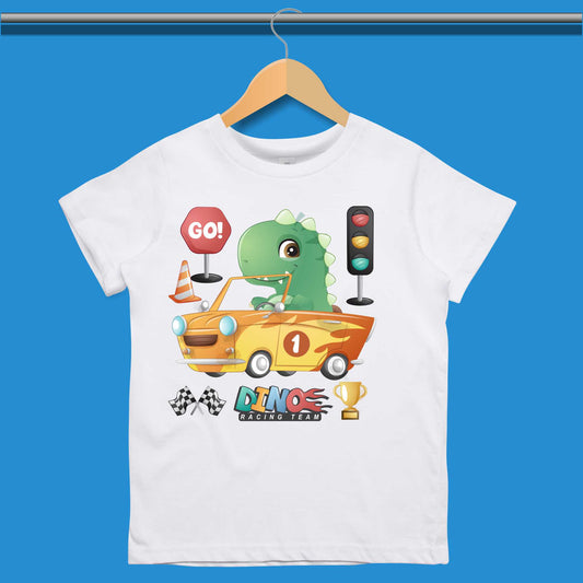 Baby Dino in cartoon car T-shirt for Boys