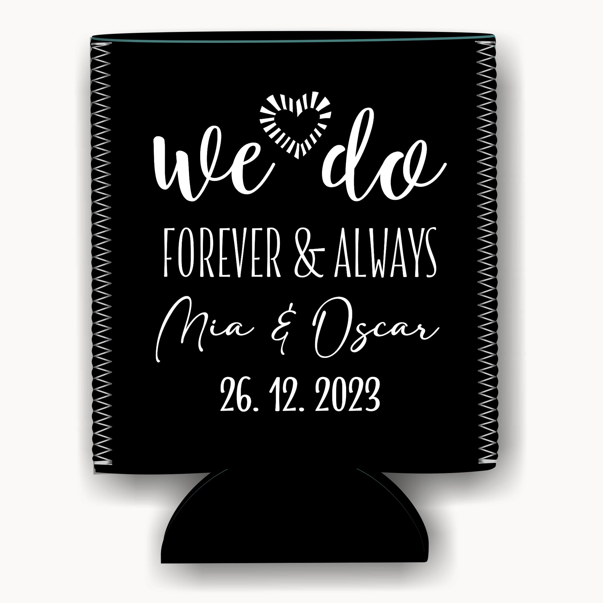 Colapsible flat-pack stubby holders wedding