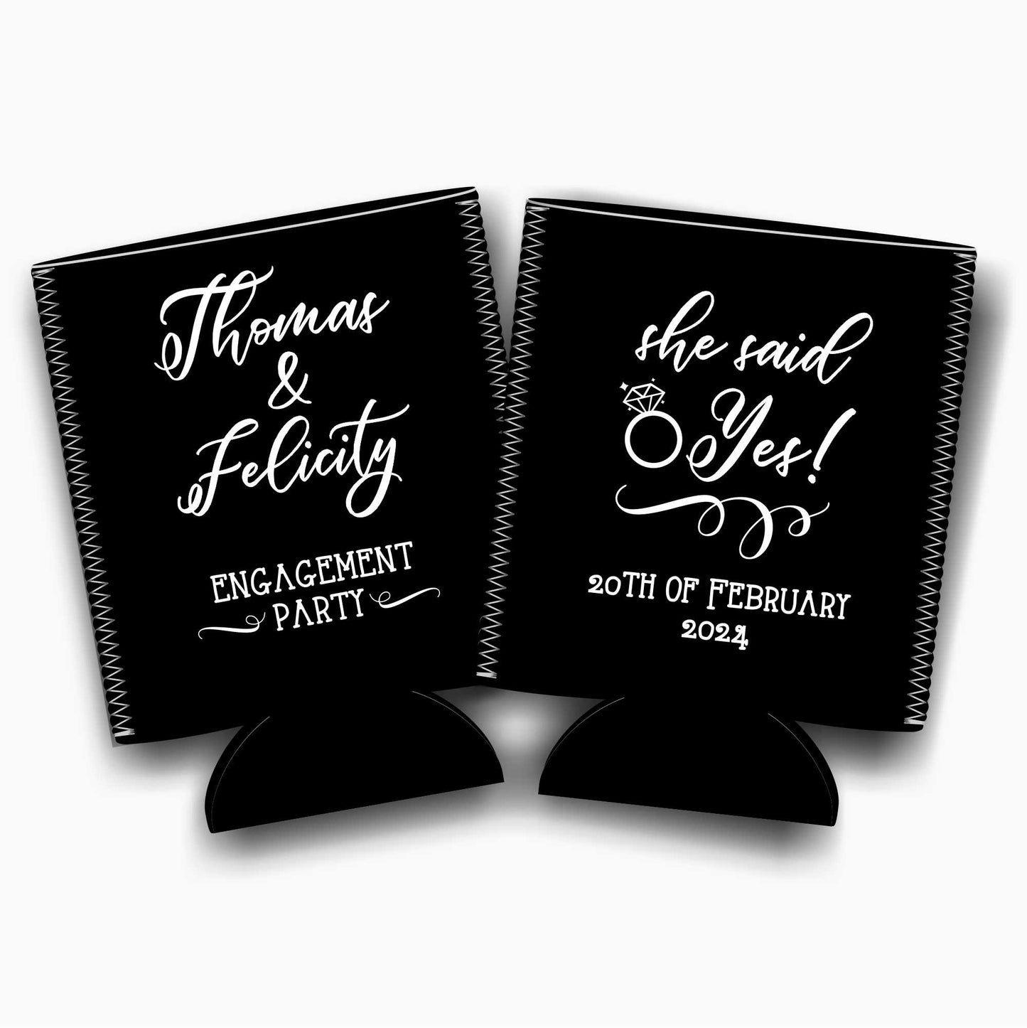 Colapsible flat-pack stubby holders wedding